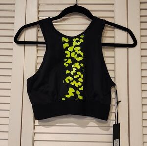 Noli Neon Green "Leopard" Middle Stripe Sports Bra